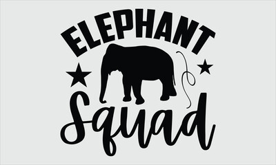 elephant squad- Elephant T-shirt Design, Hand-drawn artistic illustration on a clean white background, showcasing a majestic elephant. Iconic concept for high-quality vector artwork, ideal for t-shirt