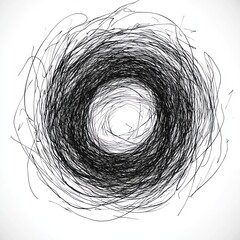 Obraz premium Abstract swirling black lines circle; white background; design element