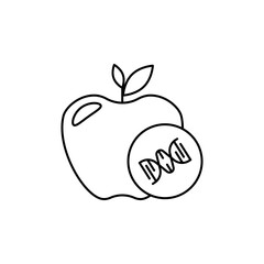 Apple with DNA Strand Outline icon for Nutrigenomics Insights.