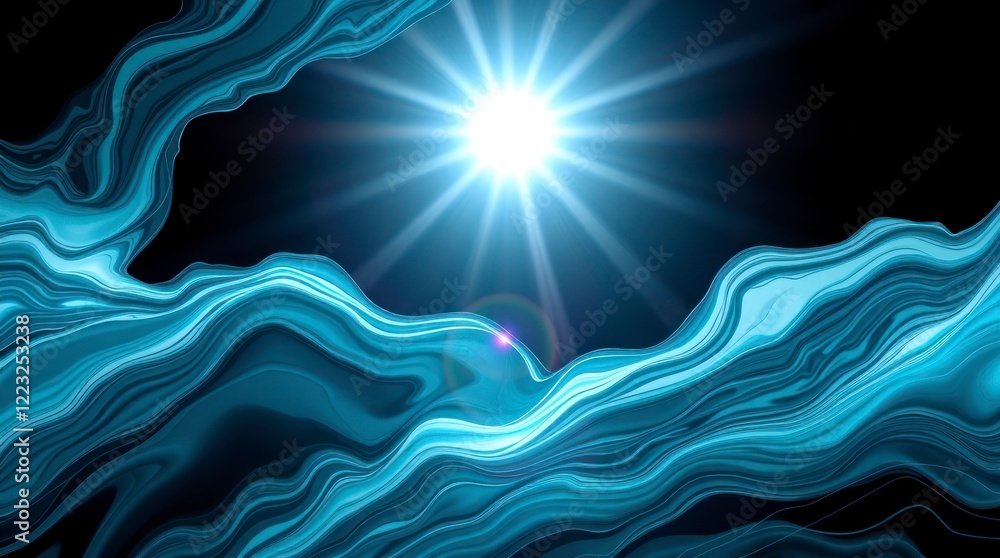 Poster 3d an artistic abstract design resembling a dynamic interplay of liquid marble and cloud-like forms.