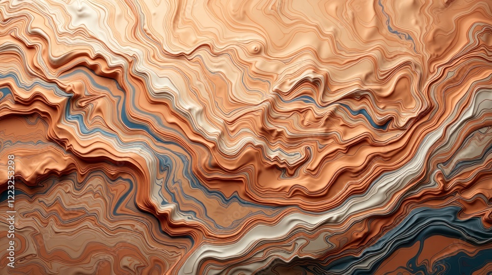 Poster 3d an artistic abstract design resembling a dynamic interplay of liquid marble and cloud-like forms.