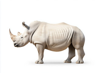 Obraz premium A majestic adult white rhinoceros stands proudly, facing forward, highlighting its impressive size and powerful physique.
