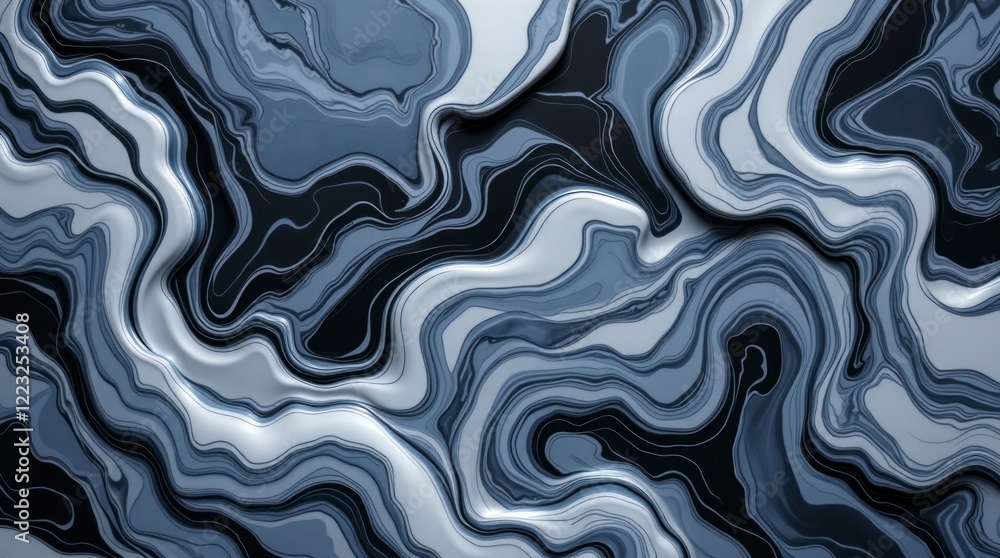 Poster 3d an artistic abstract design resembling a dynamic interplay of liquid marble and cloud-like forms.