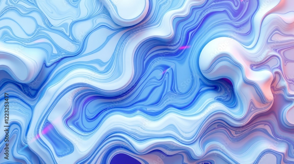 Poster 3d an artistic abstract design resembling a dynamic interplay of liquid marble and cloud-like forms.