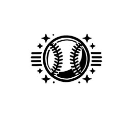 softball black and white vector, illustration, image, icon, wallpaper, art, design, graphic