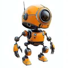 3D icon cartoon of a futuristic service robot, isolated on a white background 