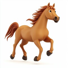 Obraz premium 3D icon cartoon horse galloping, isolated on a white background --quality 2