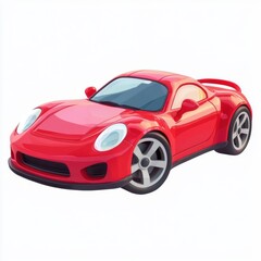 3D icon cartoon red sports car, isolated on a white background 