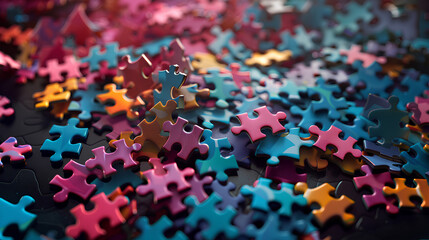 colorful puzzles scattered on the table