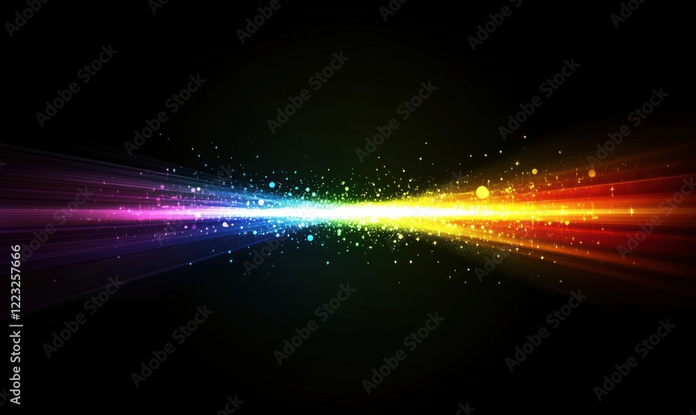 Aufkleber vibrant colorful light rays with sparkles and bokeh effect in dark background
