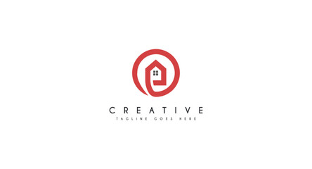 Fototapeta premium Round shape of Initial letter P house, home, logo design vector illustration.