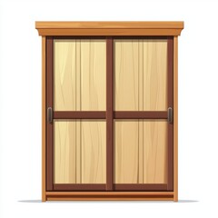 Obraz premium 3D icon cartoon large wardrobe with sliding doors, isolated on a white background -