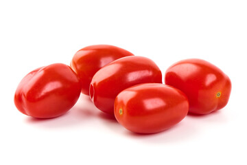 Fresh cherry tomatoes, isolated on white background.