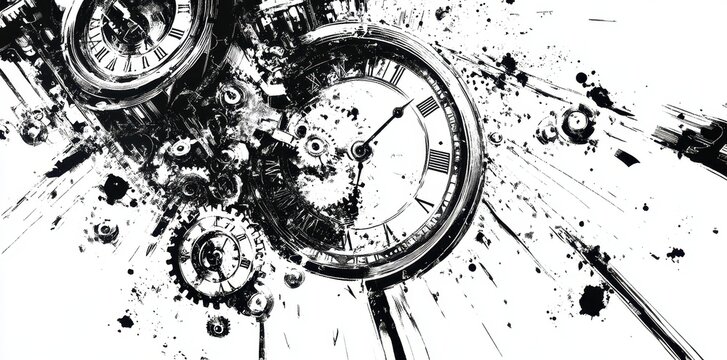 Abstract Clockwork Gears Exploding Time