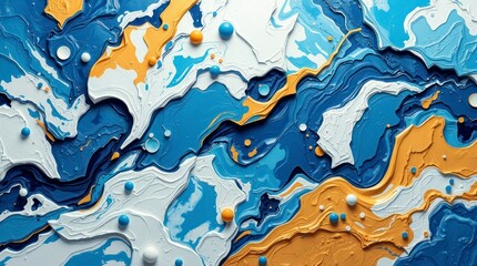 futuristic abstract design, organic shapes, chaotic blue and white patterns.