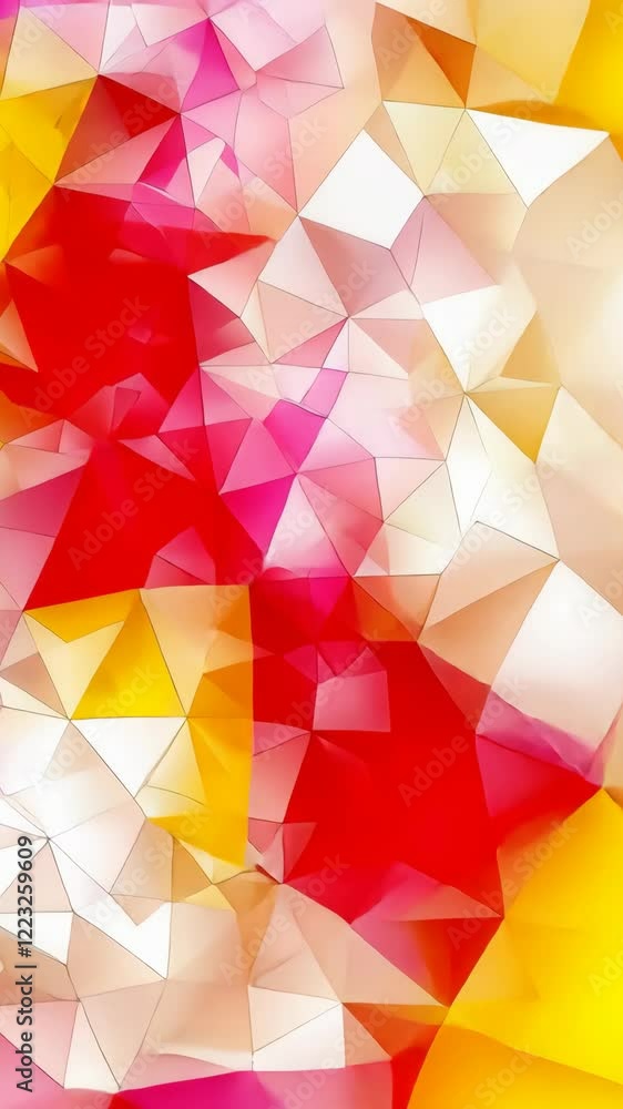 Poster colorful geometric patterns create a vibrant abstract background with warm hues and dynamic shapes
