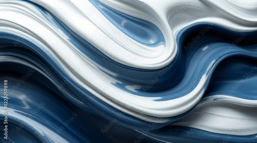 Aufkleber abstract sculpture in clay, dynamically rendered with smooth gradient transitions.
