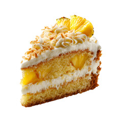 Pineapple Coconut Cake Slice with Orange Bitters Isolated on Transparent Background