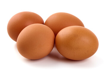 Chicken eggs, isolated on white background.