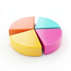 Obraz premium 3D icon cartoon pie chart with different segments, isolated on a white background --quality 2