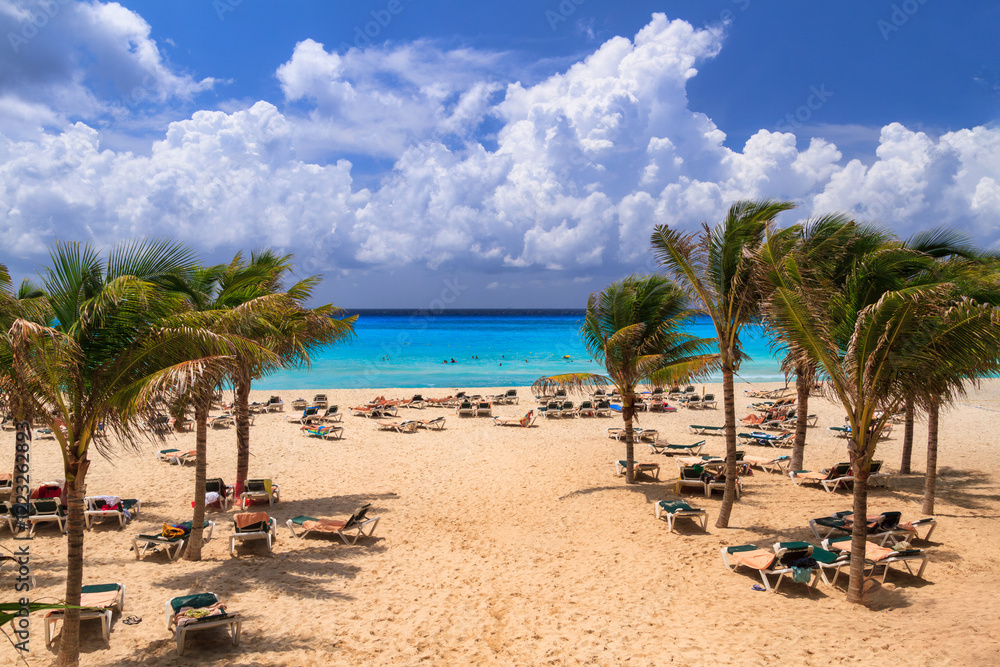 Wall mural Beach at Caribbean sea in Playa del Carmen, Mexico