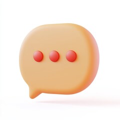 A stylized speech bubble icon in orange with three red dots, representing messaging or communication.