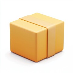 Fototapeta premium 3D icon cartoon product box with a blank label, isolated on a white background --quality 2