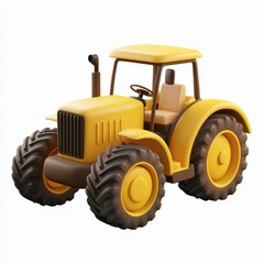 Obraz premium 3D icon cartoon tractor on a farm, isolated on a white background