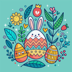 Happy easter day with hand drawn design