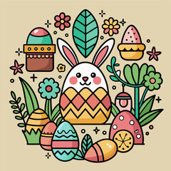Happy easter day with hand drawn design