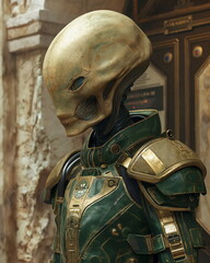Fototapeta premium Gray an alien with skin that resembles the surface_004
