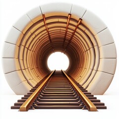 Obraz premium 3D icon cartoon underground metro tunnel with tracks, isolated on a white background 