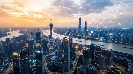 Fototapeta premium sunset over the city