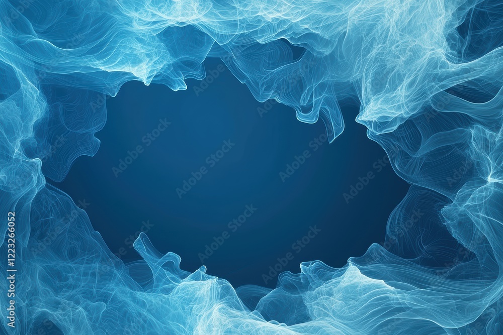 Poster ethereal abstract smoke patterns on deep black background for creative design needs
