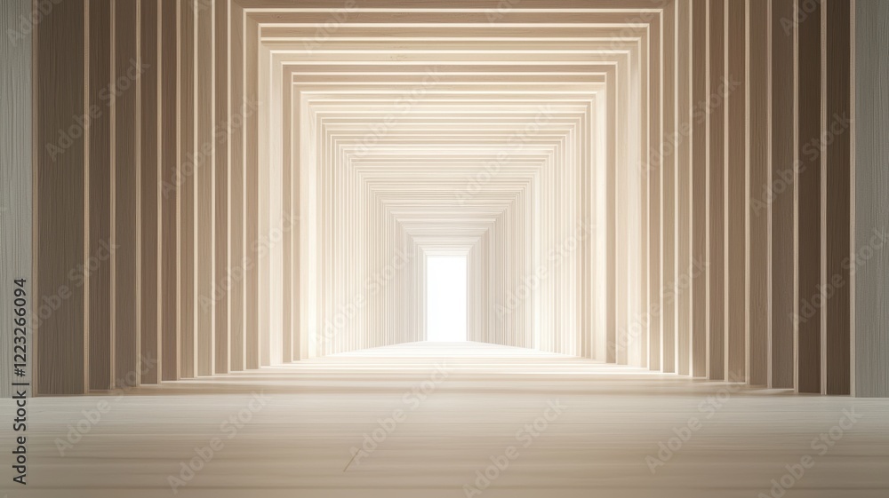 Poster minimalist abstract view of wooden panels creating a mysterious tunnel effect