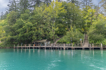 Small harbor at Plitvice lakes, Croatia.