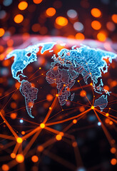 abstract background of digitization and global digital connectivity, Backlit, with white tones