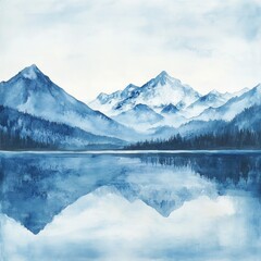 Serene mountain lake reflection, peaceful landscape, nature art print