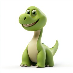 Fototapeta premium 3D icon cartoon of a smiling dinosaur plush, isolated on a white background 