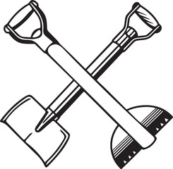 Spade Rustic Tool for Gardening, Silhouette vector art illustration