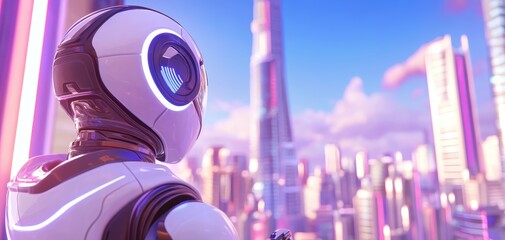 A futuristic robot interacting with children in a classroom setting innovative tech future of education and inspiring generational harmony