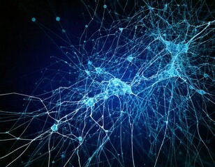 Abstract Neural Connections in Blue: Digital Networks on a Dark Background Generated image
