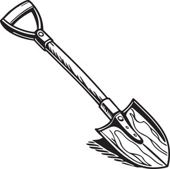 Spade Rustic Tool for Gardening, Silhouette vector art illustration