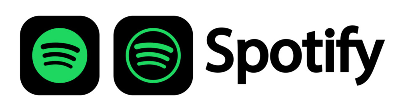 Kyiv, Ukraine - January 27, 2025. Set of Spotify icon Collection. Spotify Social media logo. Set of five spotify icons in different vaersions. Vector editorial illustration