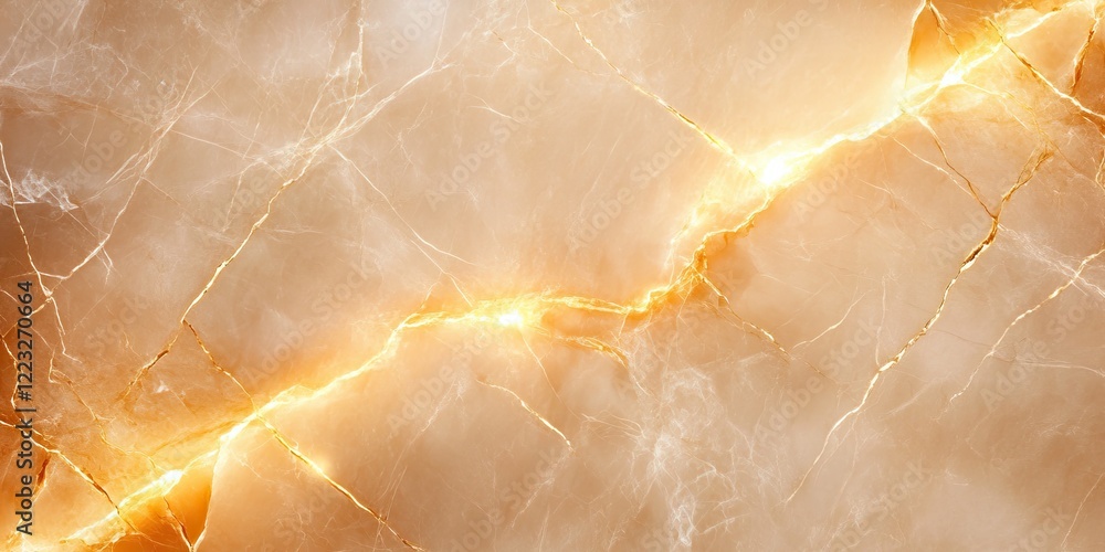 Poster a close-up of a light-colored marble surface featuring intricate golden veins and textures, creating