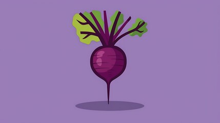 Clean linear icon of a beetroot, in deep purple. Simple lines, minimalistic and natural design.
