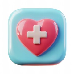 Obraz premium 3D icon cartoon of a stylized medical heart icon, isolated on a white background 