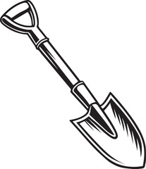 Spade Rustic Tool for Gardening, Silhouette vector art illustration