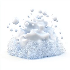 3D icon cartoon soap suds forming a frothy pile, isolated on a white background --quality 2