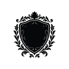 Classic Heraldic Shield Illustration with Decorative Floral Element